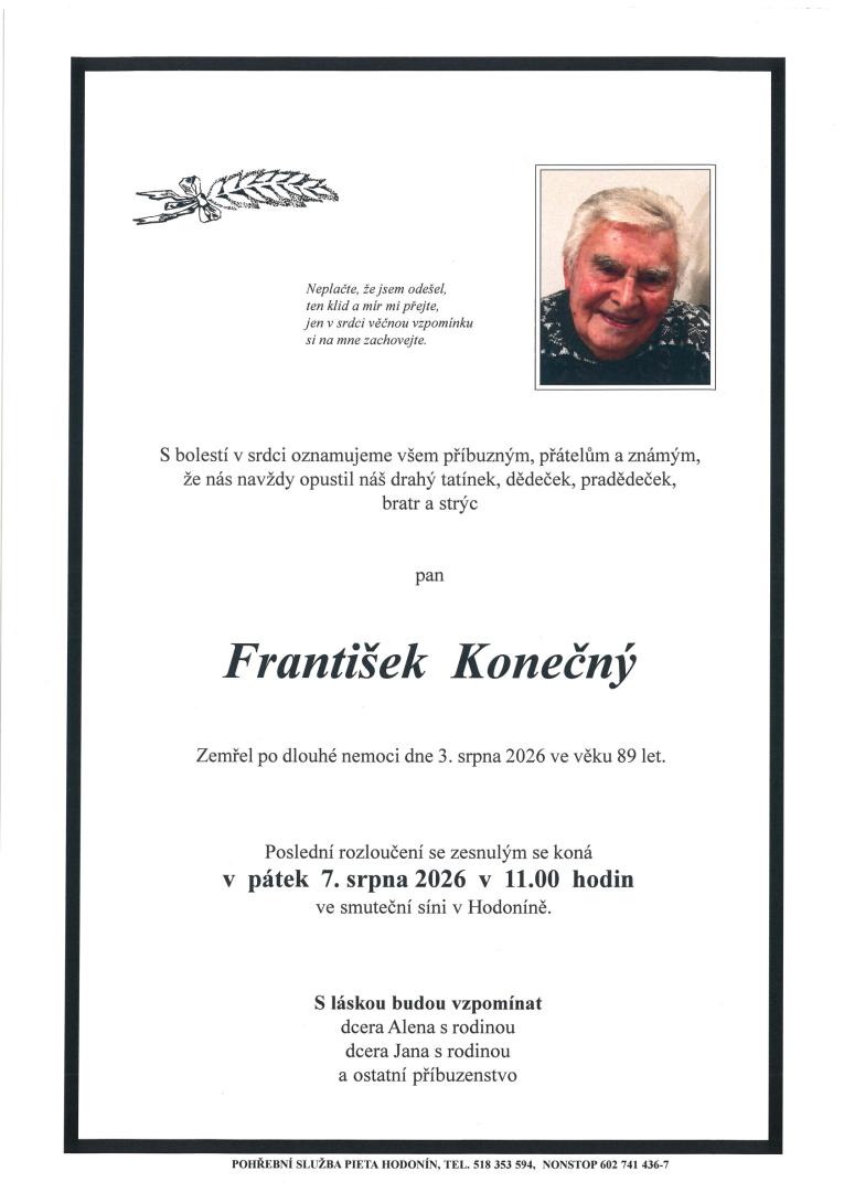 zemřel František Konečný